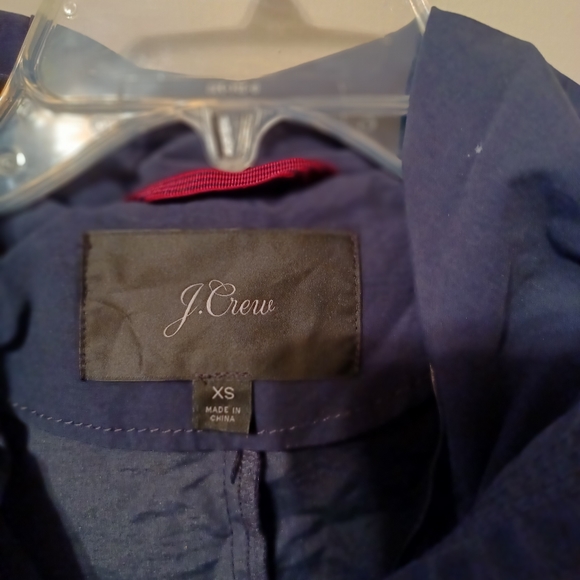 J Crew Womens Hooded Rain Jacket Coat XS Navy Blue Full Zip - Picture 8 of 8